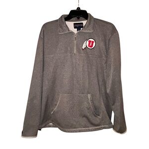 Jansport Utah Utes Front Back Quarter Zip Fleece Pullover Womens Medium Gray
